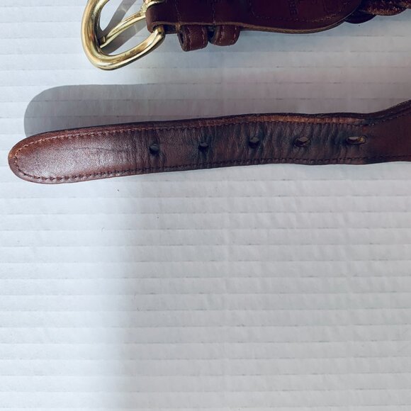 COACH BELT Men Braided Two Tone Brown Leather Sz 36 - Picture 6 of 6